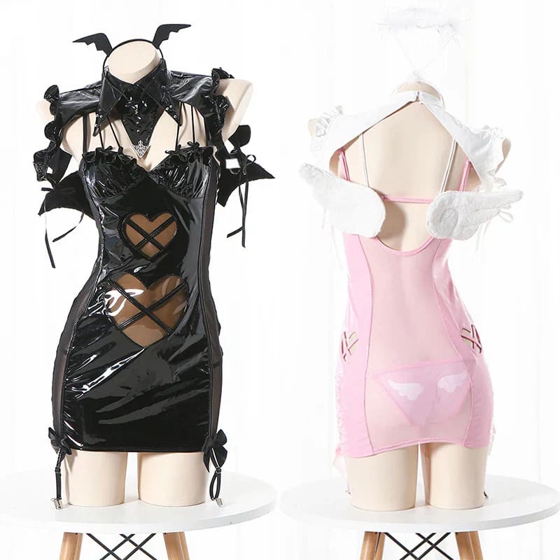 All Hail The Queen Set - bats, black dress, latex, demon, devil