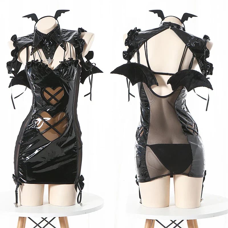 sexy lingerie and sex All Hail The Queen Black Latex Lingerie Demon Bat Cosplay Costume
