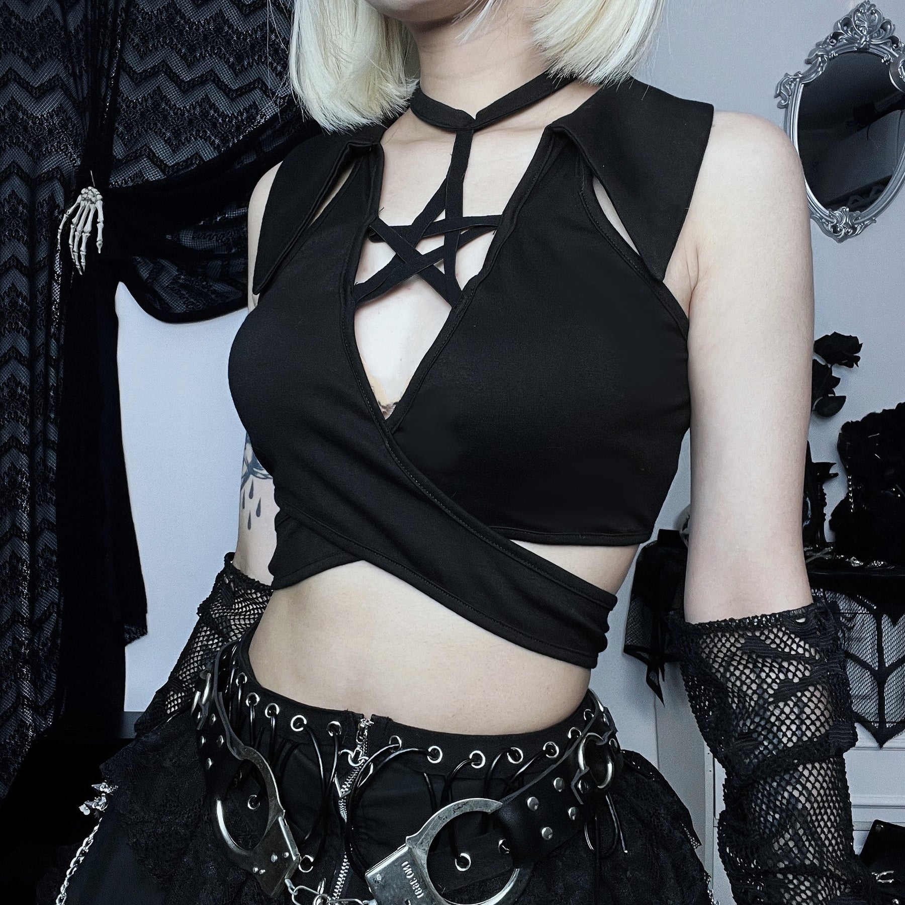 Pentagram Wrap Harness Crop Top