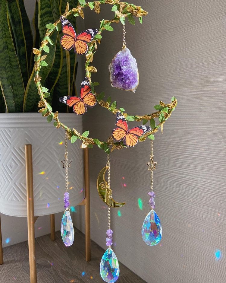 Amethyst Monarch Suncatcher - dream catcher