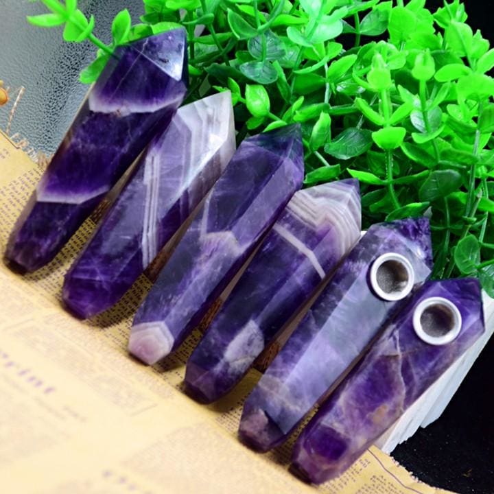 Amethyst Crystal Wand Smoking Pipe Raw Natural Gemstone Stone by Arcane Trail