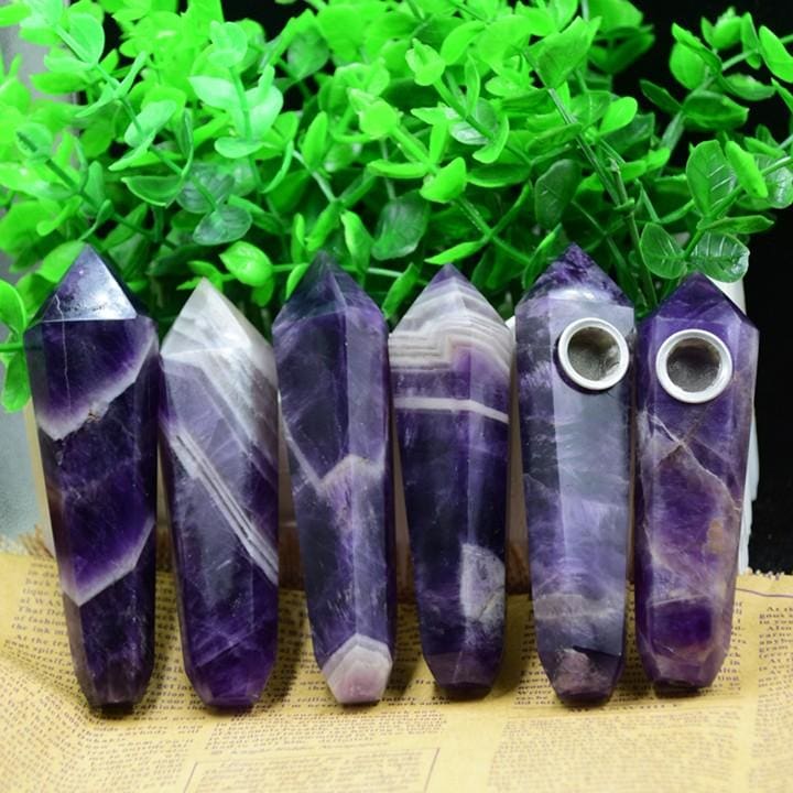 Amethyst Crystal Wand Smoking Pipe Raw Natural Gemstone Stone by Arcane Trail