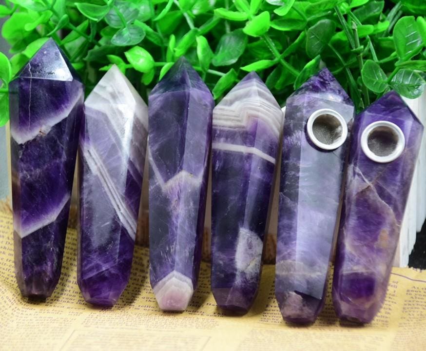 Amethyst Crystal Wand Smoking Pipe Raw Natural Gemstone Stone by Arcane Trail