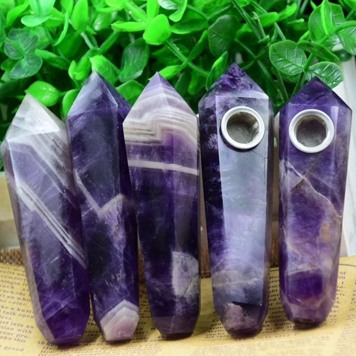 Amethyst Crystal Wand Smoking Pipe Raw Natural Gemstone Stone by Arcane Trail