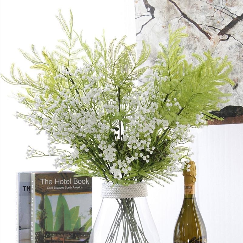 White Baby's Breath Bunches Foilage Dried Herbs Artificial Plant Simulation Fake Herbal Planter Pots by Arcane Trail