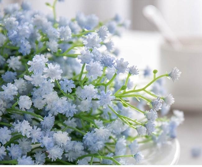 Blue Baby's Breath Bunches Foilage Dried Herbs Artificial Plant Simulation Fake Herbal Planter Pots by Arcane Trail