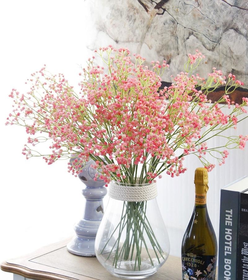 Pink Baby's Breath Bunches Foilage Dried Herbs Artificial Plant Simulation Fake Herbal Planter Pots by Arcane Trail