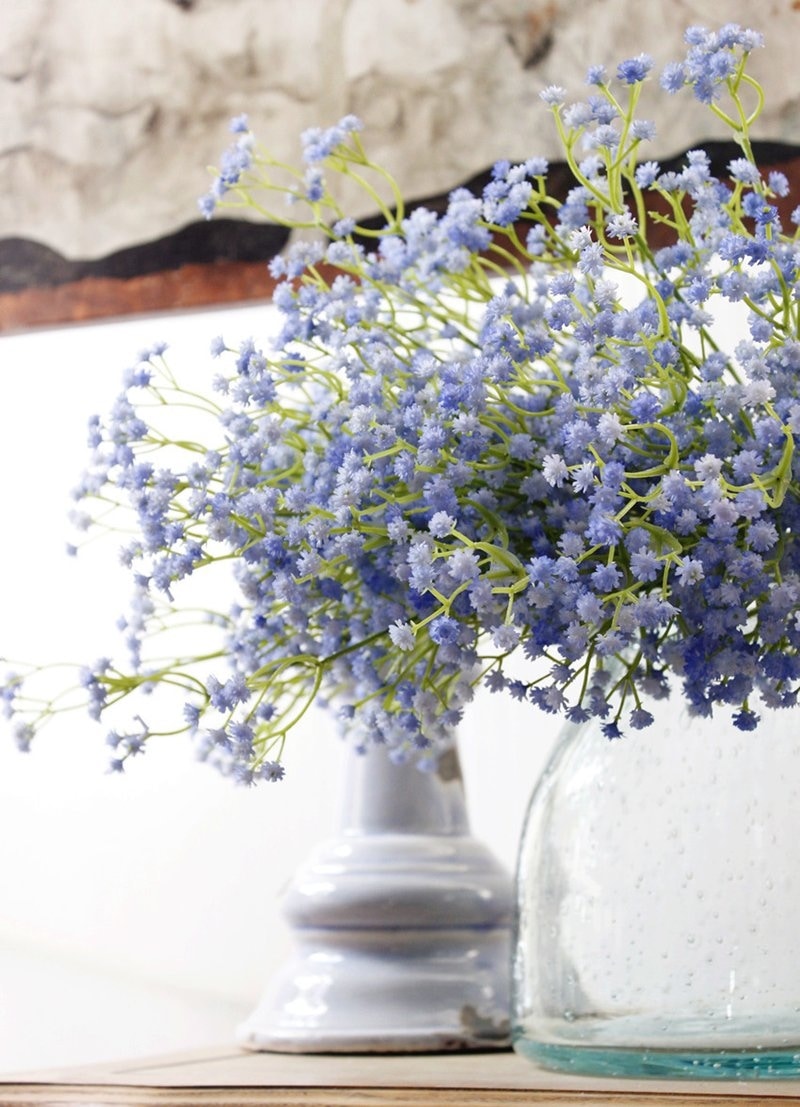 Blue Baby's Breath Bunches Foilage Dried Herbs Artificial Plant Simulation Fake Herbal Planter Pots by Arcane Trail