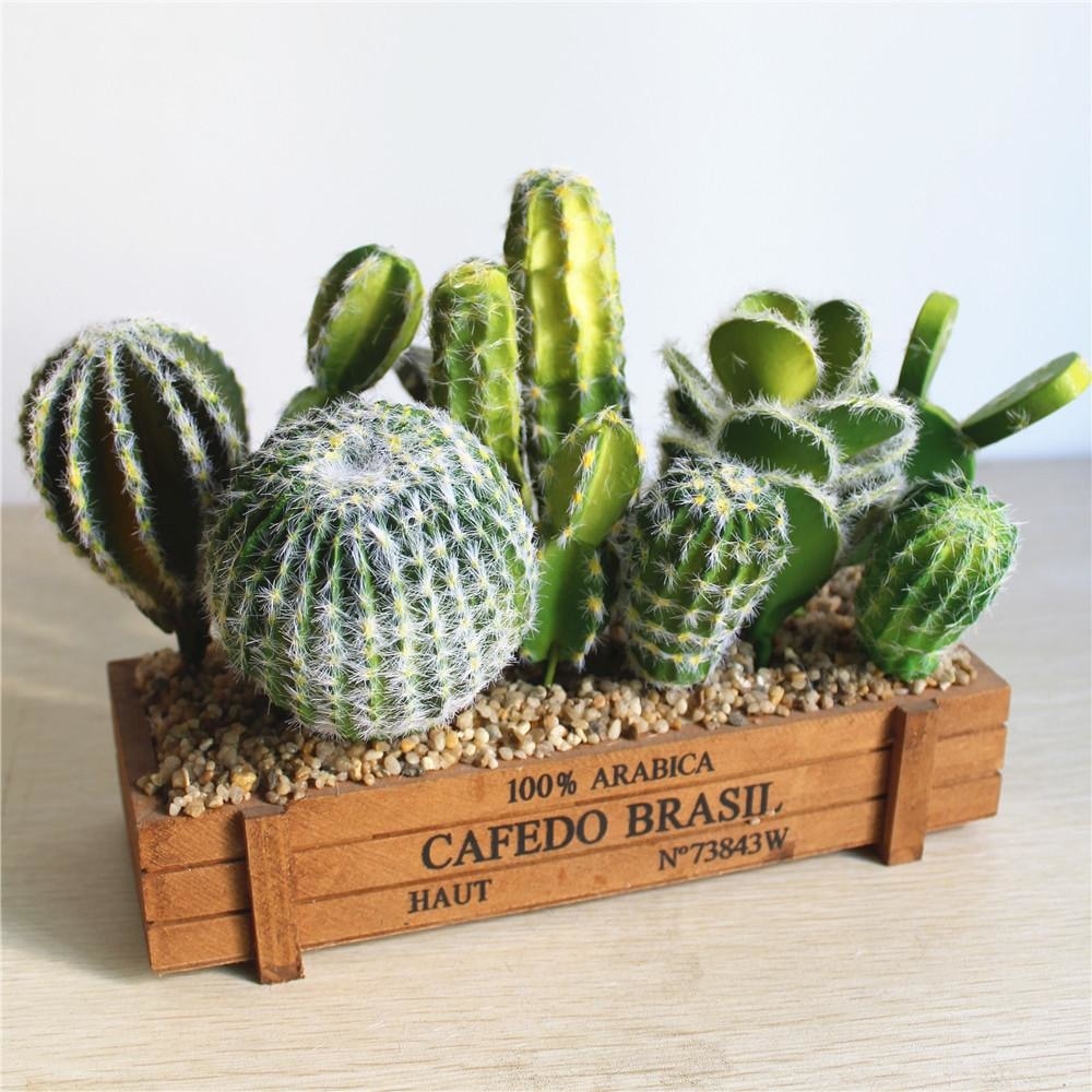 Green Artificial Cacti Plants Simulation Fake Cactus Planters Terrarium Pots Garden by Arcane Trail