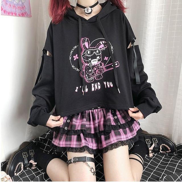 Chainsaw Bunny Hoodie - S - bunnies, bunny rabbit, cats, chain saw, chainsaw
