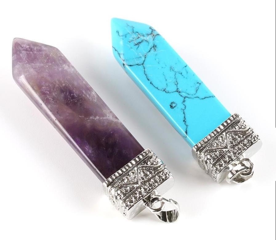 Chakra Wand Pendant Necklace Crystal Healing Powerful Pointed Rainbow Raw Stone Jewelry by Arcane Trail