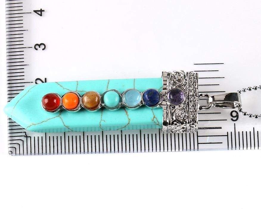 Chakra Wand Pendant Necklace Crystal Healing Powerful Pointed Rainbow Raw Stone Jewelry by Arcane Trail