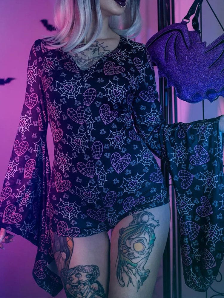 Cobweb Queen Bodysuit - bat wing, wings, bodysuits, cob webs, goth fashion