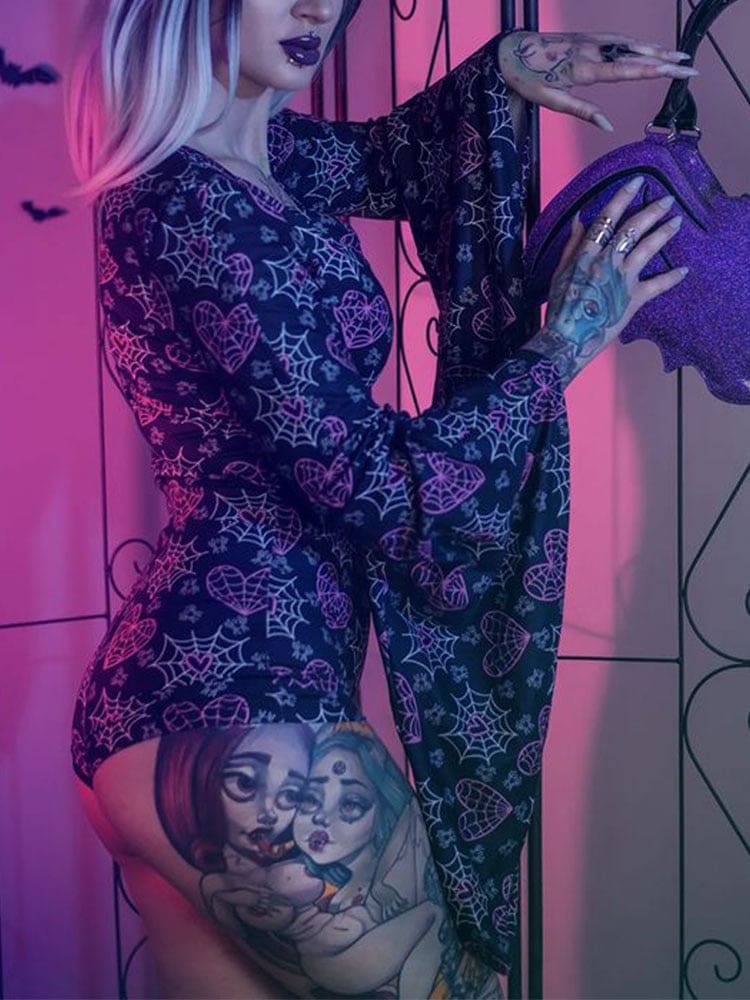 Cobweb Queen Bodysuit - bat wing, wings, bodysuits, cob webs, goth fashion