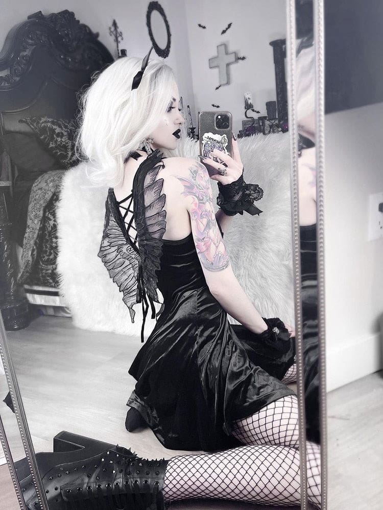 Dark Angel Velour Dress - angel dress, angelic, dresses, goth dress