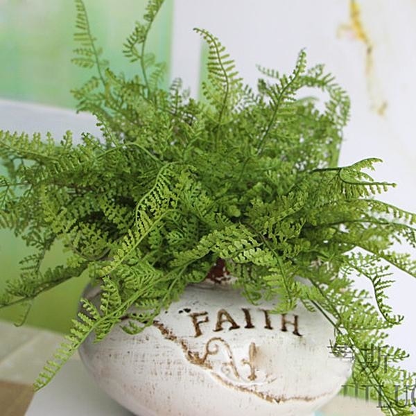 Green Artificial Fern Plant Leaves Bunches Simulated Fake Trees Planters by Arcane Trail
