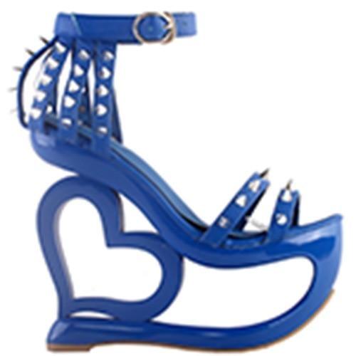 Hollow Heart Platforms - Blue / 4 - Shoes
