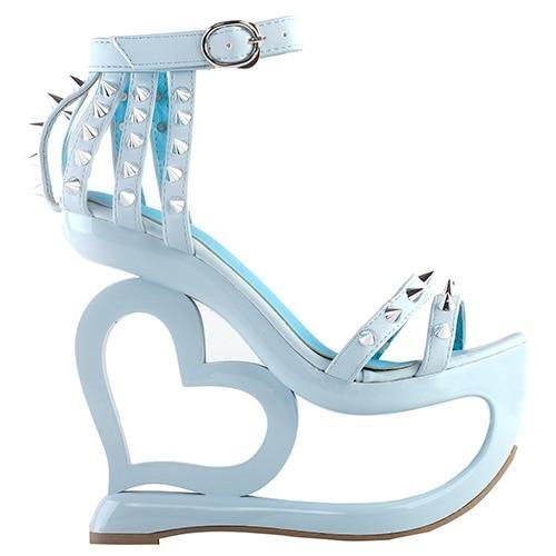 Hollow Heart Platforms - Light Blue / 4 - Shoes
