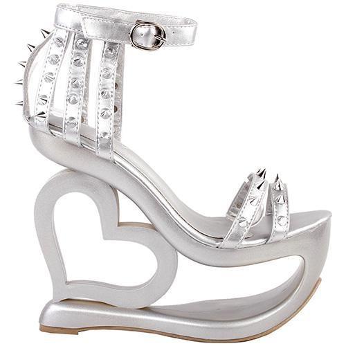 Hollow Heart Platforms - Sliver / 4 - Shoes