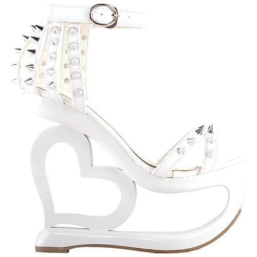 Hollow Heart Platforms - Wihte / 4 - Shoes