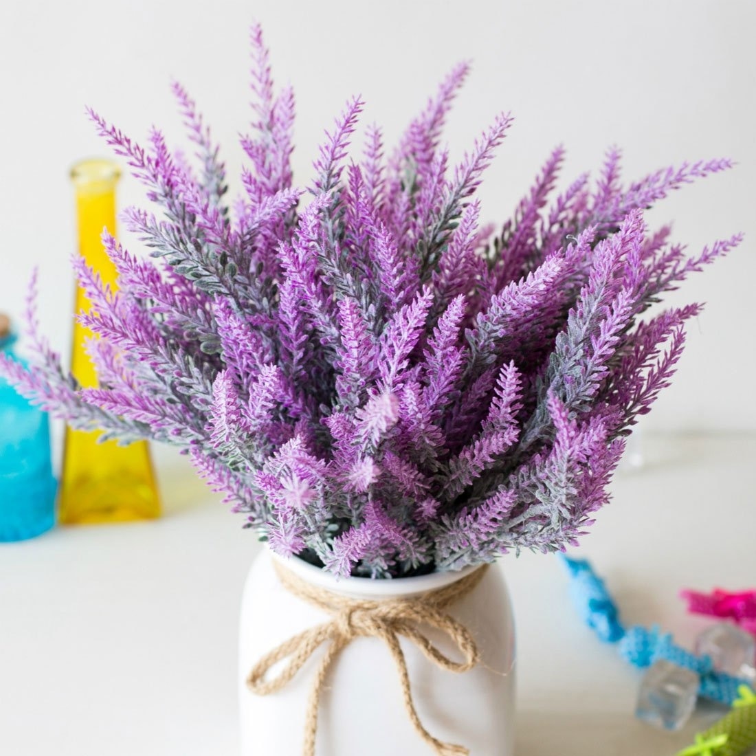 Purple Lavender Bunches Dried Herbs Artificial Plant Simulation Fake Herbal Planter Pots by Arcane Trail