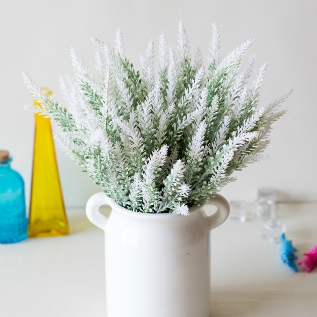 White Lavender Bunches Dried Herbs Artificial Plant Simulation Fake Herbal Planter Pots by Arcane Trail