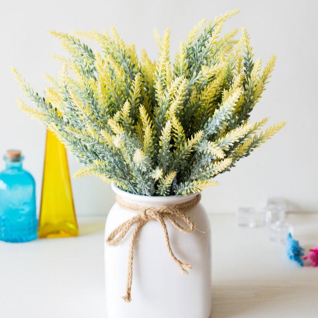 Yellow Lavender Bunches Dried Herbs Goldenrod Artificial Plant Simulation Fake Herbal Planter Pots by Arcane Trail