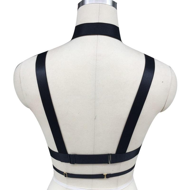 Sexy Spandex Chest Harness Star garter belt vegan leather buckles bondage bdsm romantic fashion accessory
