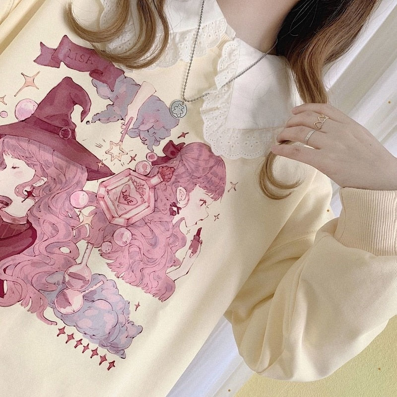 Pastel Witch Crewneck - fairy kei, hoodie, hoodies, pastel pullover