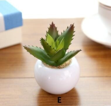 Green Artificial Potted Succulent Planter Pots White Ceramic Vase Simulation Fake Cactus Planters Terrarium Pots Garden by Arcane