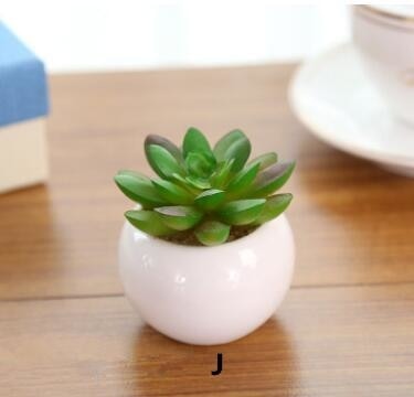 Green Artificial Potted Succulent Planter Pots White Ceramic Vase Simulation Fake Cactus Planters Terrarium Pots Garden by Arcane
