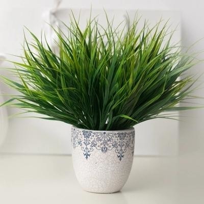 Green Artificial Grass Bunches Simulated Fake Plants Planters by Arcane Trail