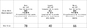 One Size chart for the black keyhole halter crop top, listing bust, length and waist measurements in centimeters.