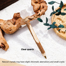 Clear crystal topper on a rustic wand ballpoint pen