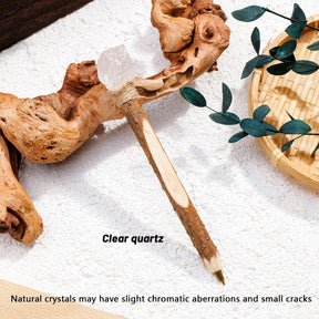 Clear crystal topper on a rustic wand ballpoint pen