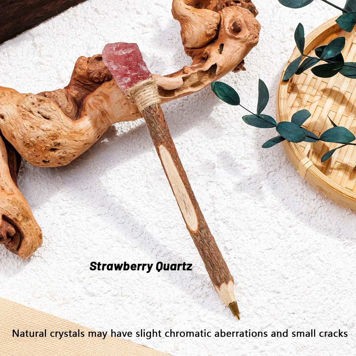 Red crystal topped wand pen with a branch-like barrel