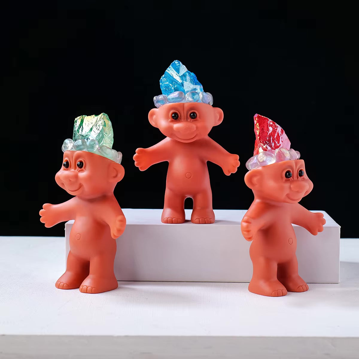 colorful crystal troll doll figurines 