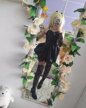 Misa Amane’s gothic wardrobe deserves its own fan club. This Death Note-inspired cosplay set brings her signature dark