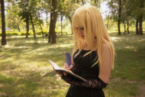 Misa Amane’s gothic wardrobe deserves its own fan club. This Death Note-inspired cosplay set brings her signature dark