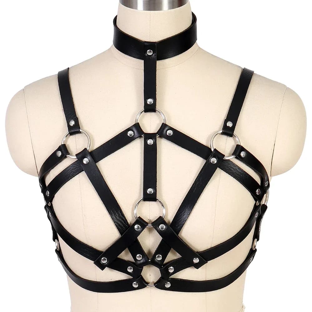 The Forbidden Harness - accessories, black leather, garter, goth, gothic