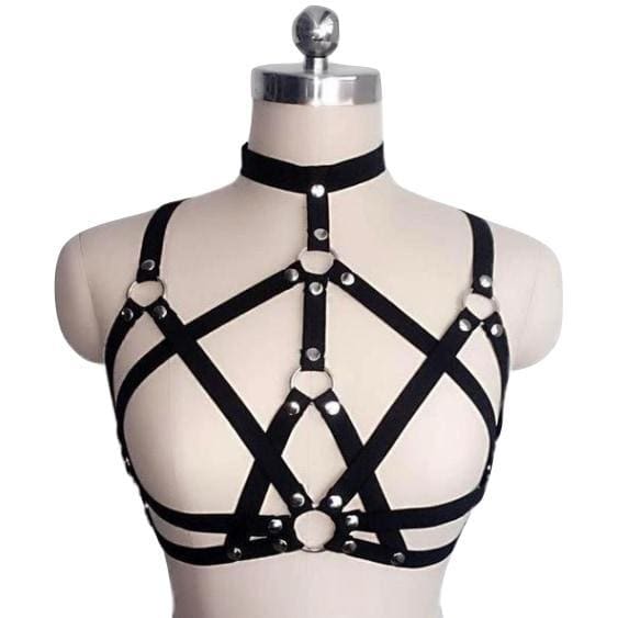 The Forbidden Harness - accessories, black leather, garter, goth, gothic