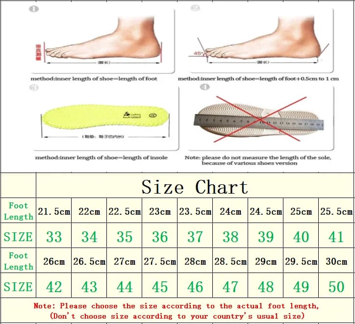 Foot measurement diagram and size chart for gothic platform ankle boots, with foot lengths in centimeters.