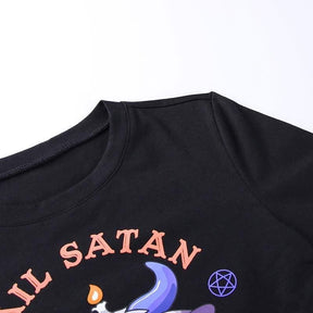 Hail Satan Watch Anime Crop Top - black, clothes, clothing, crop tops, goth