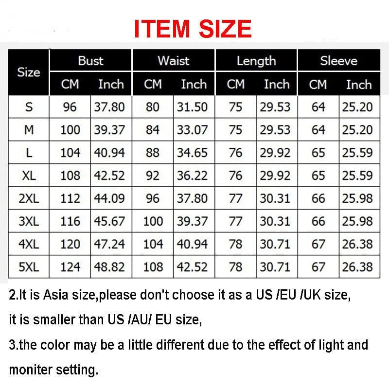 Size chart for occult double zipper cowl hoodie showing asia sizes s to 5xl in cm and inches for mystical occult style