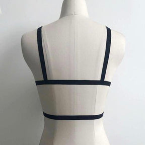Black strap bra pentagram body harness with thin sleek straps size fits approximately for edgy layering