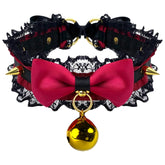 Pretty Gothic Neko Bell Collar - bell choker, cat, cats, chokers, collar