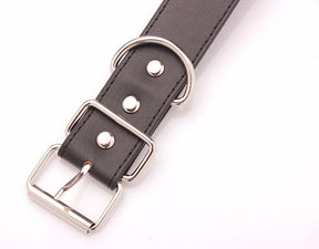 Black vegan leather witch collar dog collar with silver buckle and d-ring perfect as a choker necklace