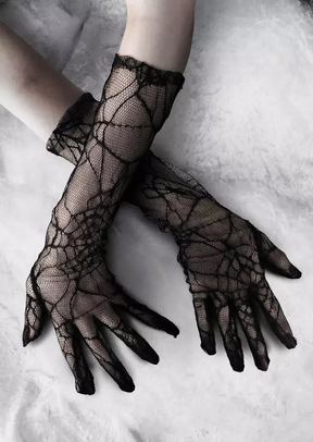 Skull and Cobweb Halloween Gothic Black Net Tights - Gothic Tights