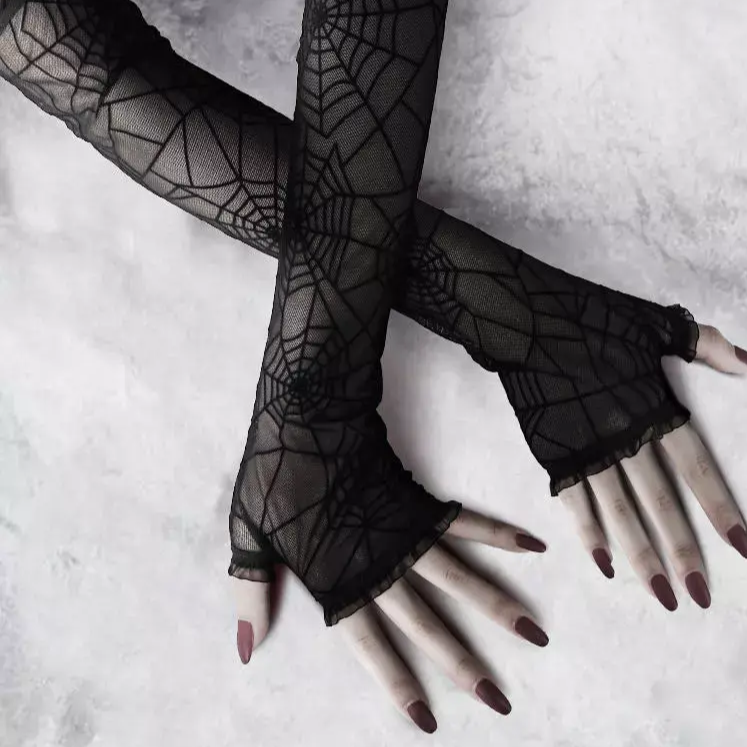 Spider Web Lolita Gloves