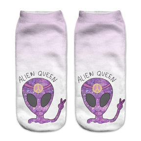 creepy cute alien queen et extraterrestrial socks ankle socks screen printed gothic hipster by kawaii babe